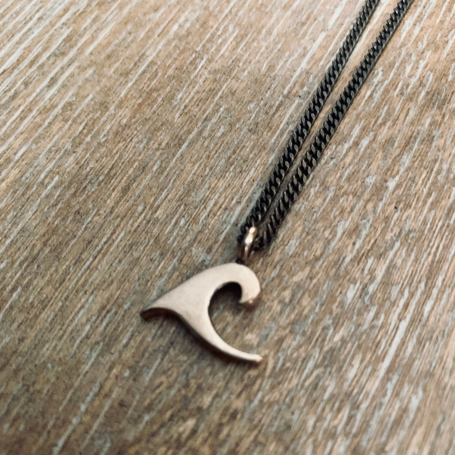 Ride the Peace Wave Necklace - Bronze Choker Charm by Forged By Fire — view 2 of 3