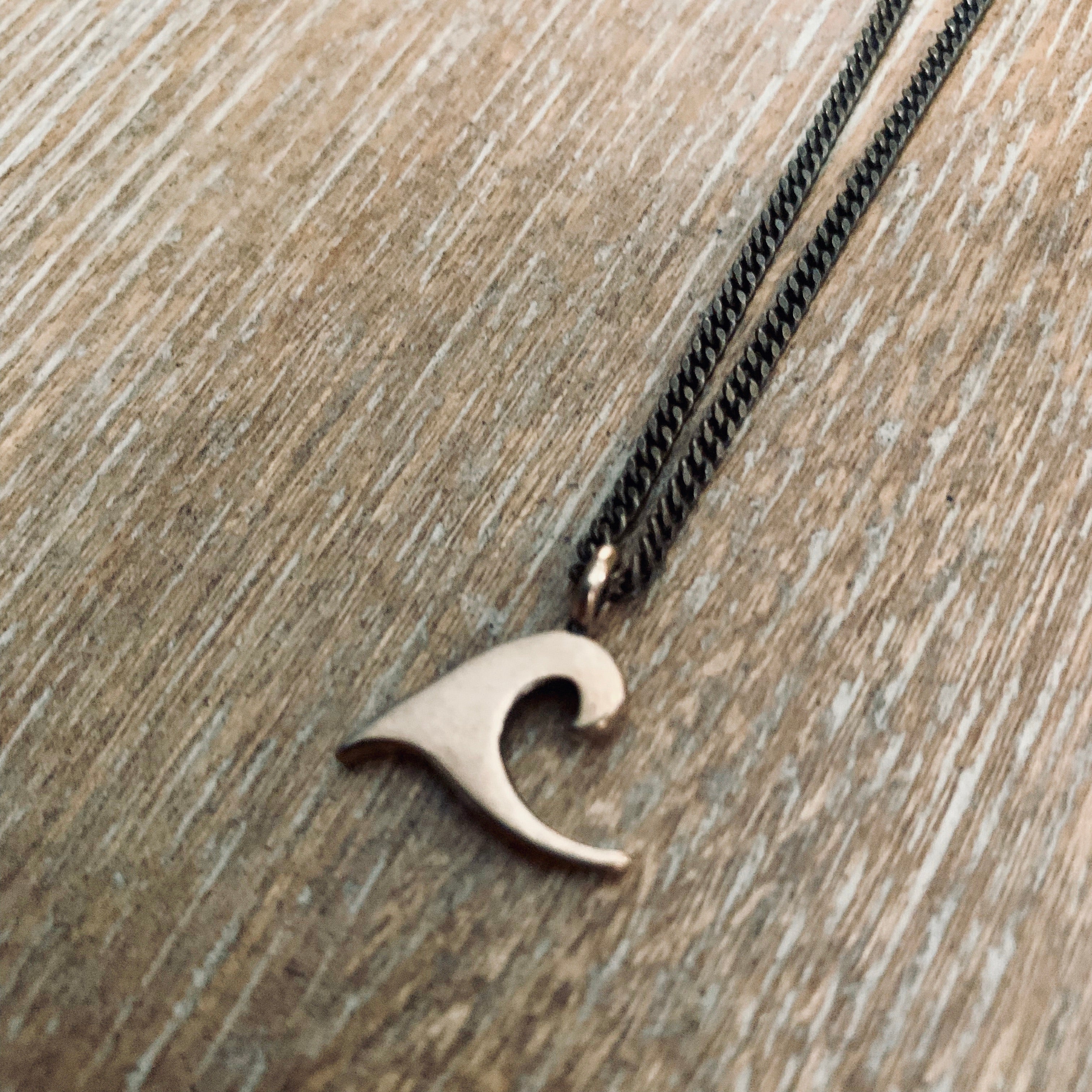 Ride the Peace Wave Necklace - Bronze Choker Charm by Forged By Fire — view 2 of 3