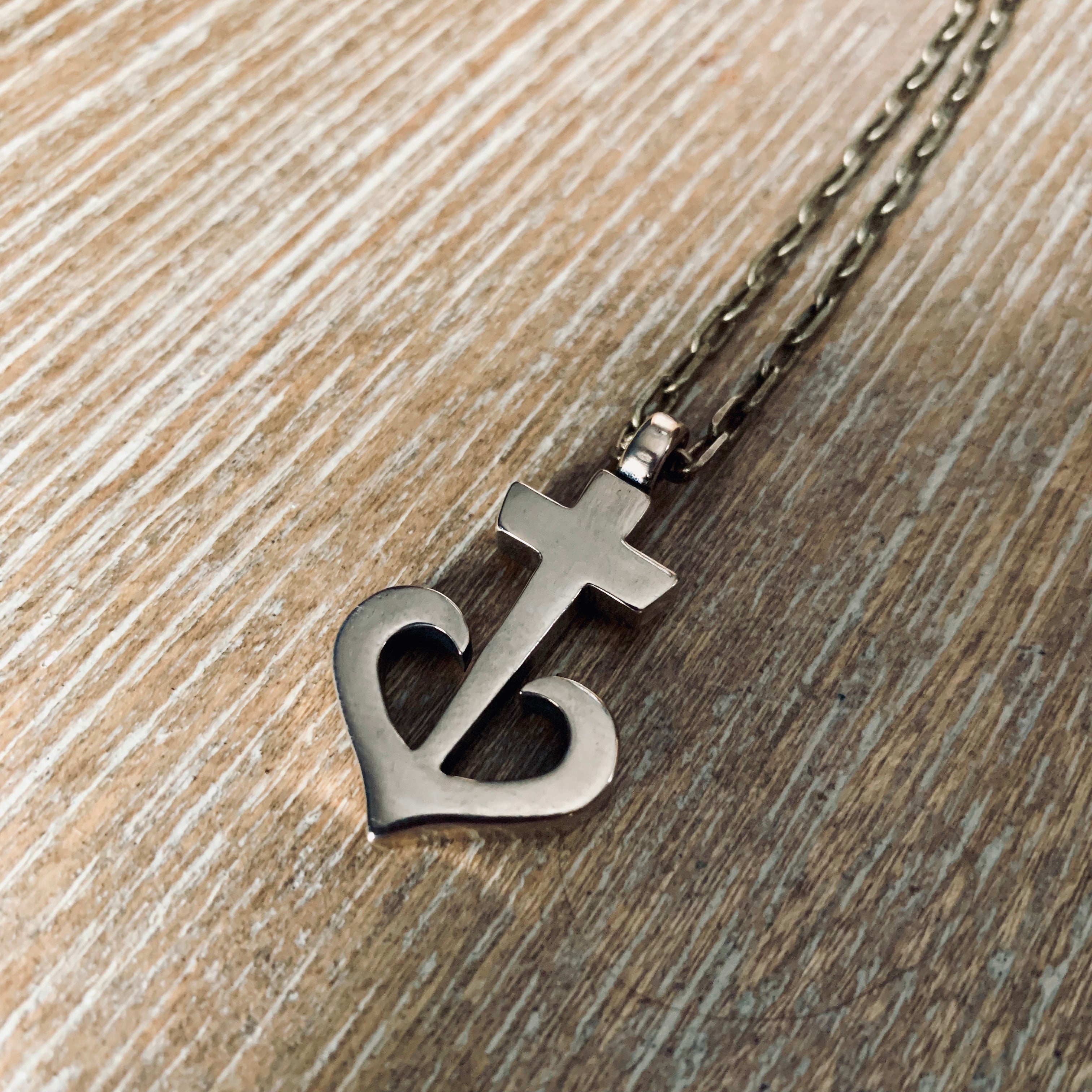 LOVE Anchored Heart Necklace - Bronze by Forged By Fire — view 2 of 3
