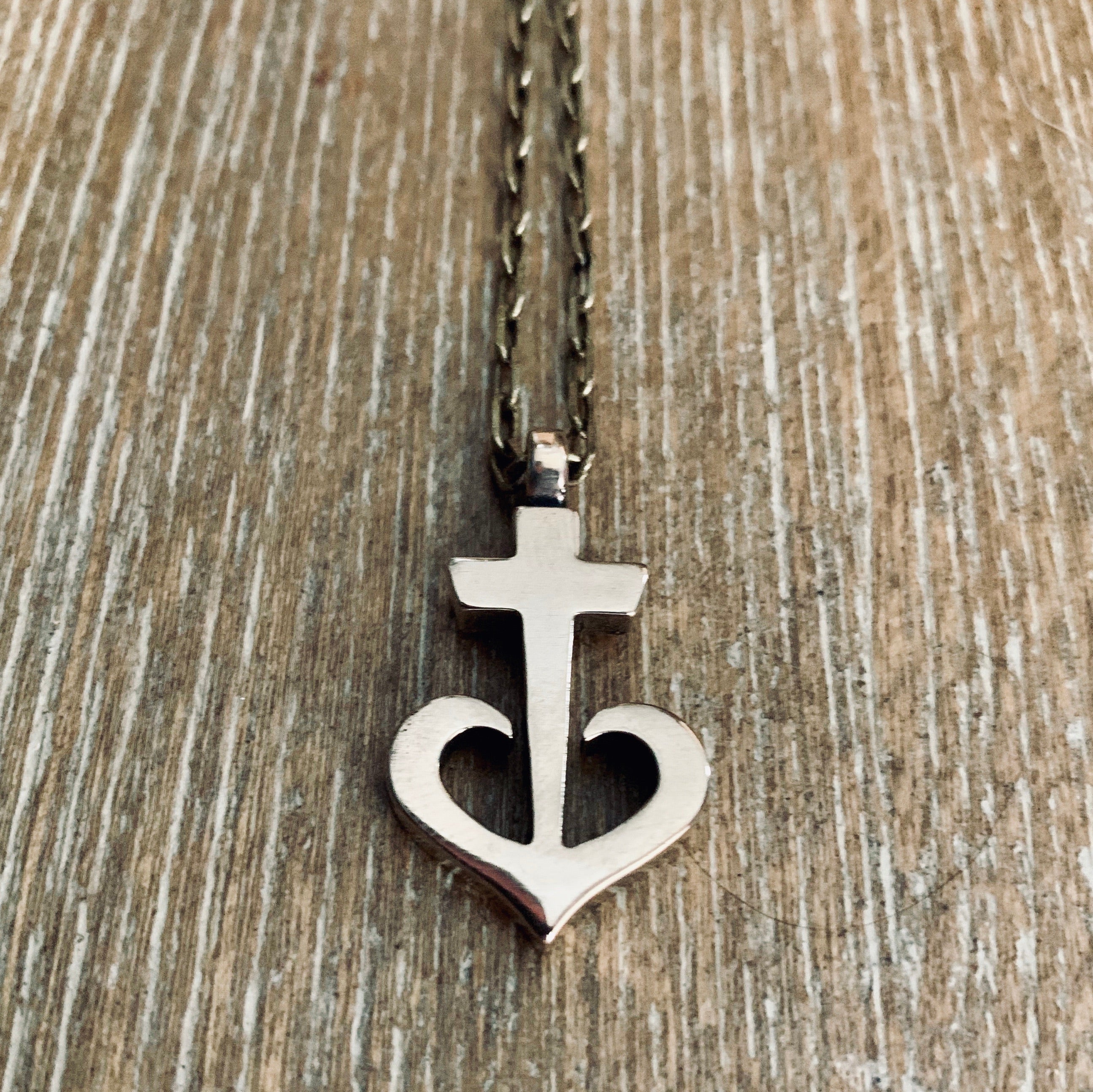 LOVE Anchored Heart Necklace - Bronze by Forged By Fire — view 1 of 3