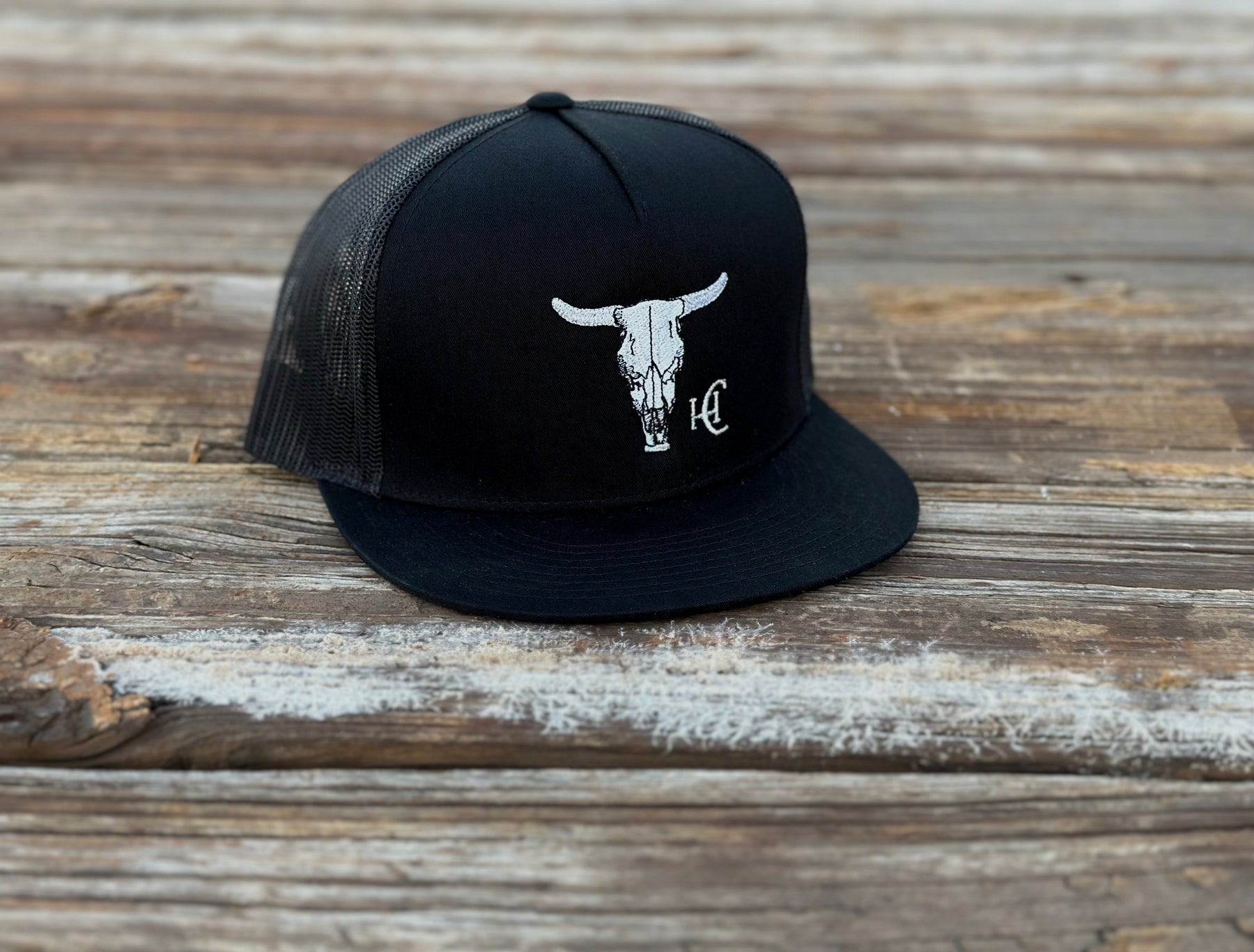 Alternate view of Cow Skull Black Flat Bill Hat by High Cotton Hat Co