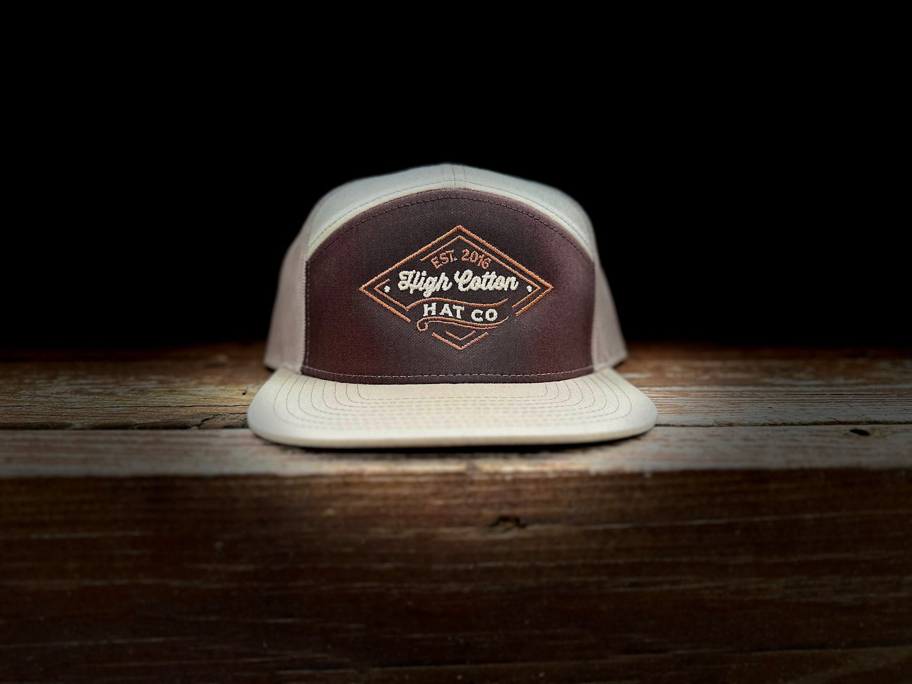 Rusk Khaki 7-Panel Hat by High Cotton Hat Co in Texas