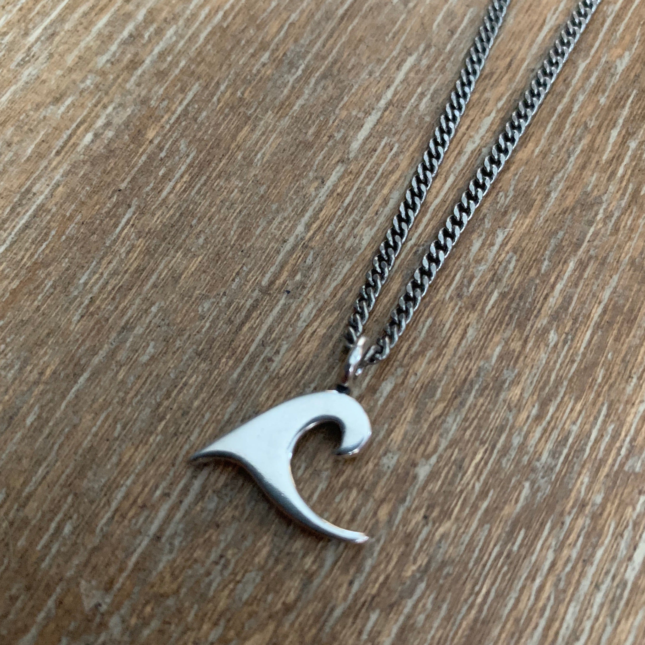 Ride the Peace Wave Necklace - Sterling Silver Choker Charm by Forged By Fire — view 2 of 3