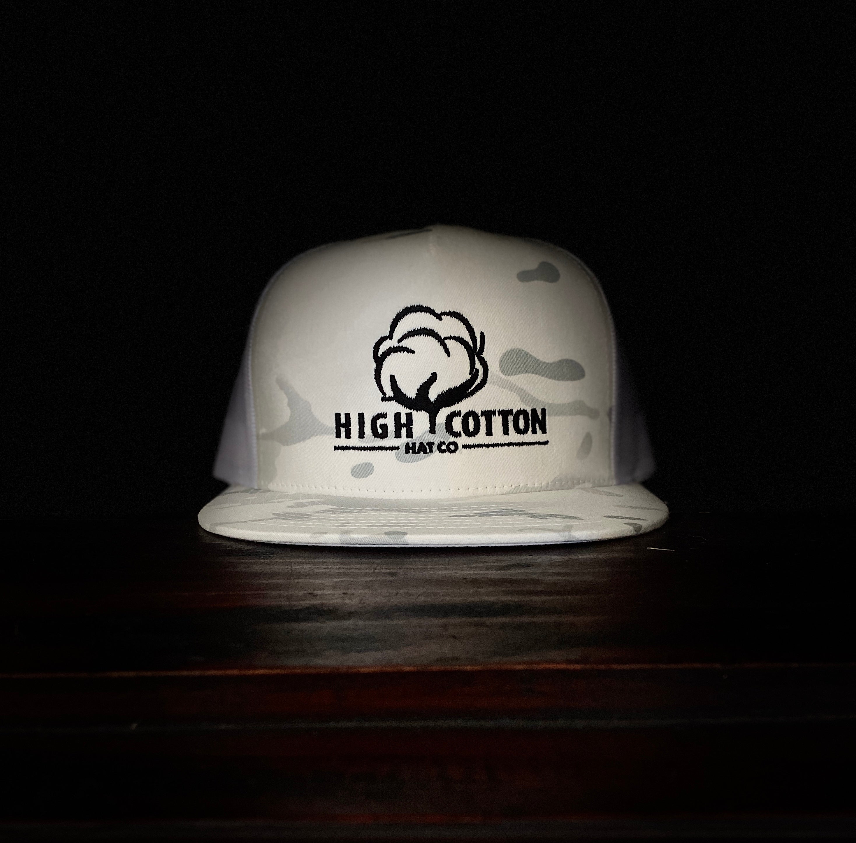 Deep South White Camo Flat Bill Hat by High Cotton Hat Co in Texas
