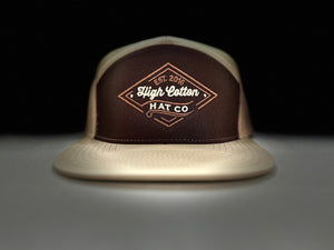 Detail view of Rusk Khaki 7-Panel Hat by High Cotton Hat Co