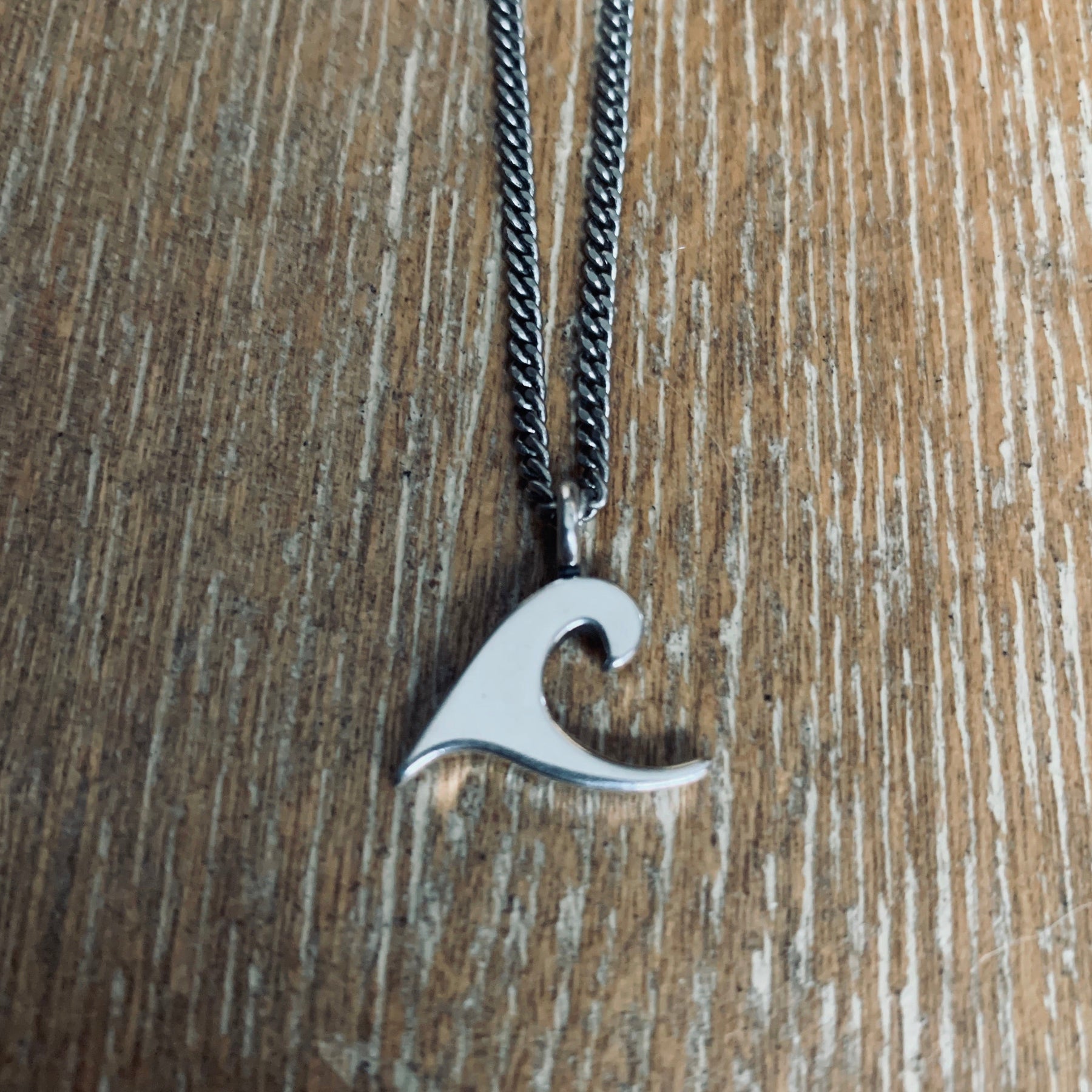 Ride the Peace Wave Necklace - Sterling Silver Choker Charm by Forged By Fire — view 1 of 3