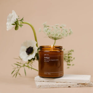 Indigo by gold + ivy, scented candle main product photo