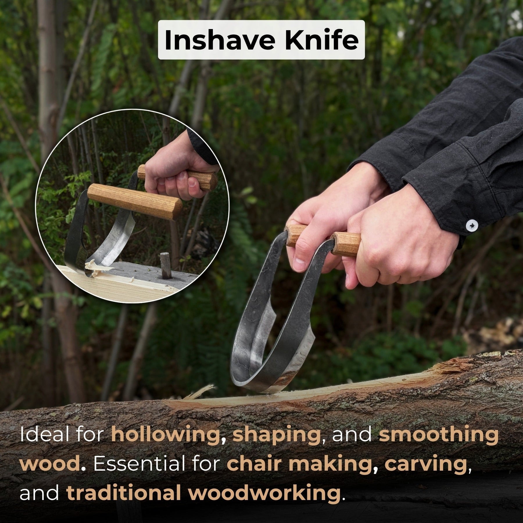 Inshave (Half-Rounded Drawknife), 13 cm (5.1 inches)
