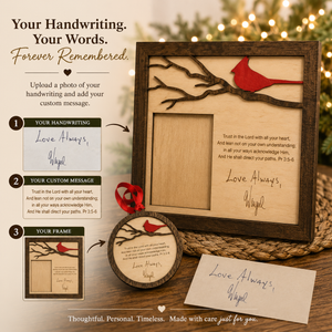 Personalized Cardinal Memorial Frame with Handwriting or Custom Quote by Poor Hog Customs, paper gift detail photo 4
