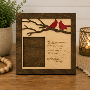 Personalized Cardinal Memorial Frame with Handwriting or Custom Quote by Poor Hog Customs, paper gift main product photo
