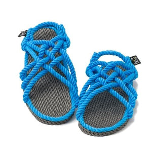 JC Gray and Neon Blue handmade rope sandals by Nomadic State of Mind