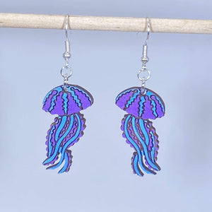 Jellyfish Wooden Earrings | Ocean Sea Life Jewelry