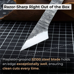Kiridashi Knife - Razor-Sharp Carbon Steel Blade with Leather Sheath