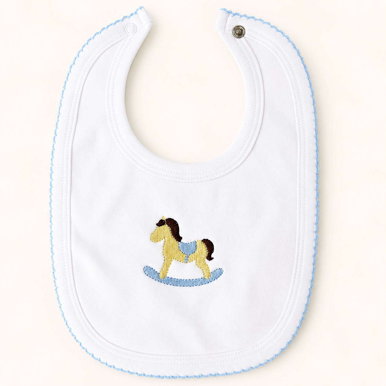 Personalized baby burp cloth with blue trim