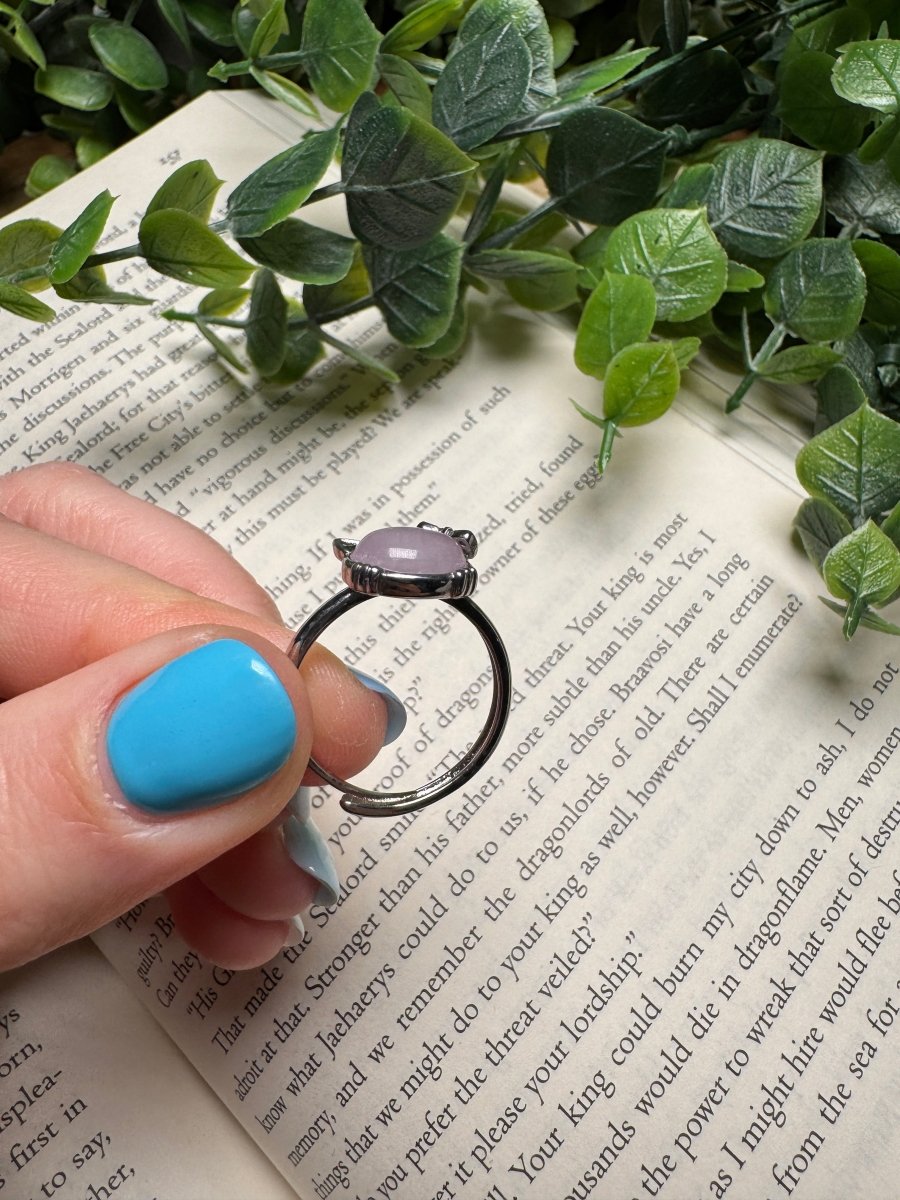 Kunzite Hello Kitty Adjustable Ring