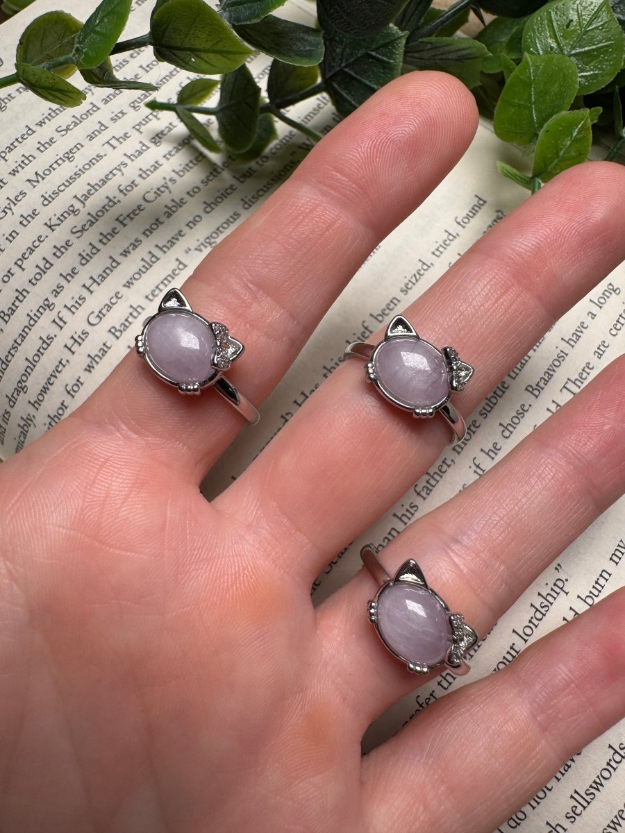 Kunzite Hello Kitty Adjustable Ring
