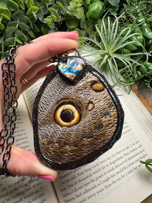 Labradorite and Giant Moth Wing Necklace (reversible)