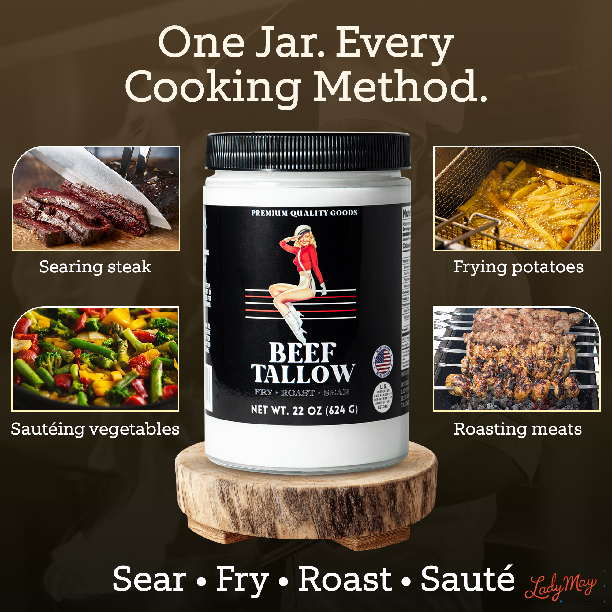 22oz Premium Grass-Fed Beef Tallow | Restaurant-Proven Cooking Fat | Seed Oil-Free by The Lady May, natural skincare detail photo 7