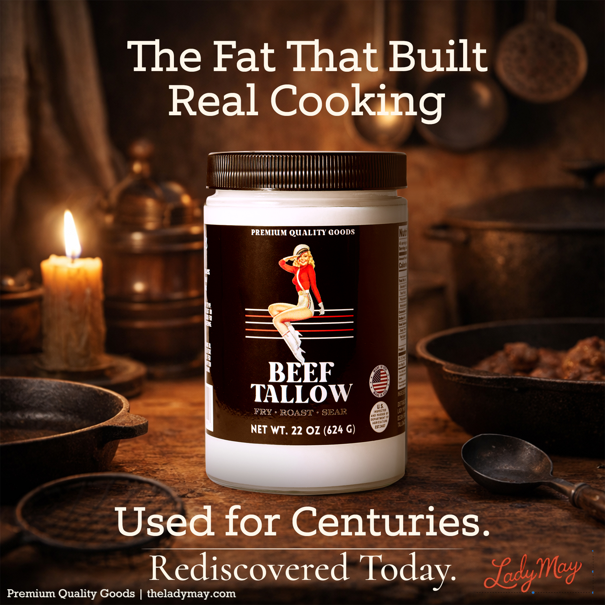 22oz Premium Grass-Fed Beef Tallow | Restaurant-Proven Cooking Fat | Seed Oil-Free by The Lady May, natural skincare detail photo 6