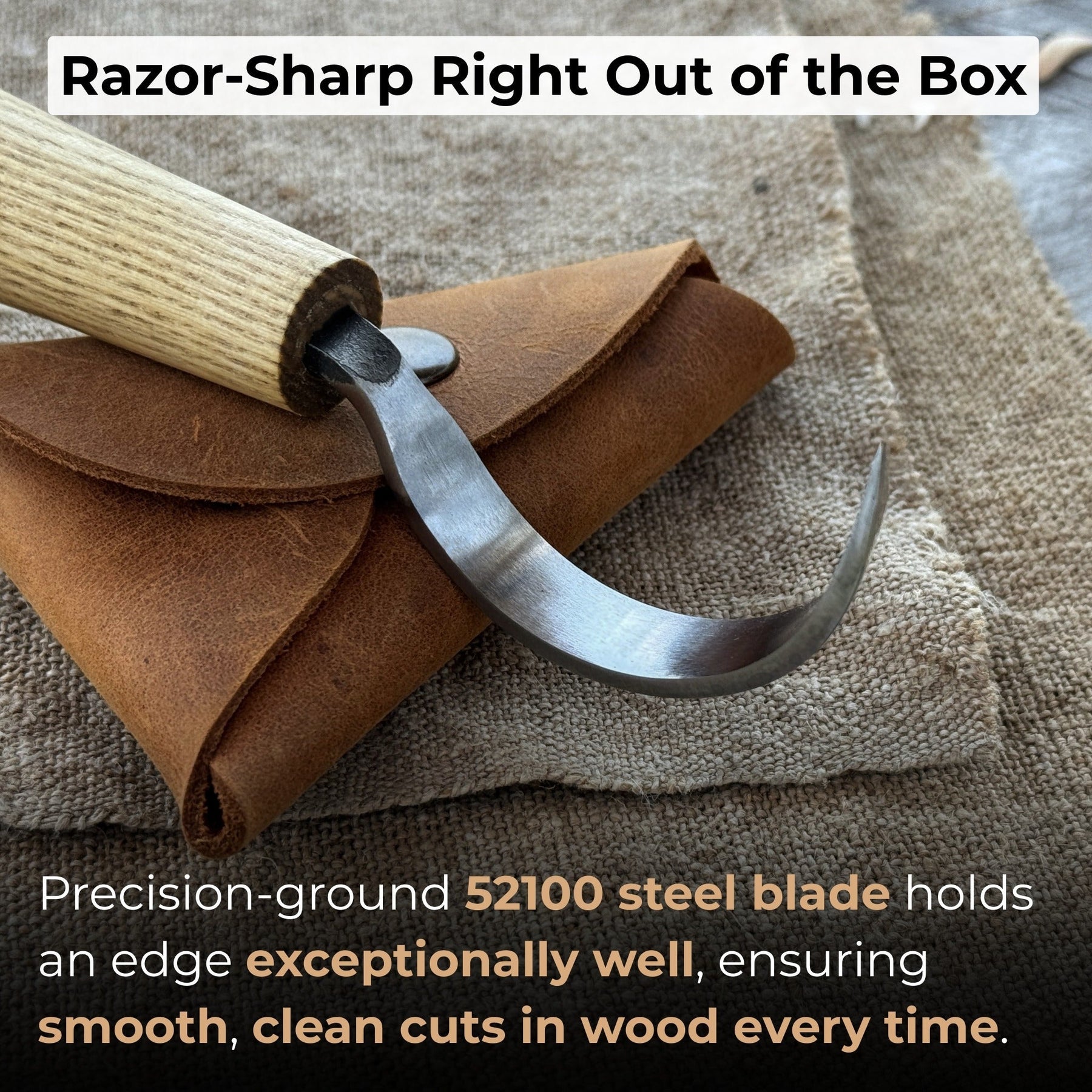 Large Hook Knife for Spoon Carving, ⌀6 cm (2.4 inches)