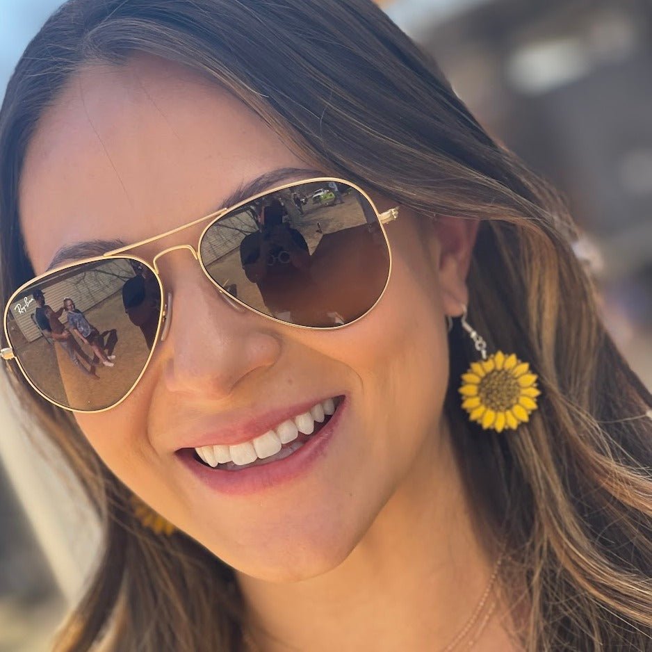 large Kansas Sunflower Wooden Earrings | State Flower Jewelry