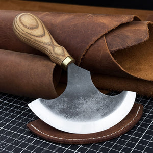 Large Leather Round Knife, 12.5 cm (4.9 inches)