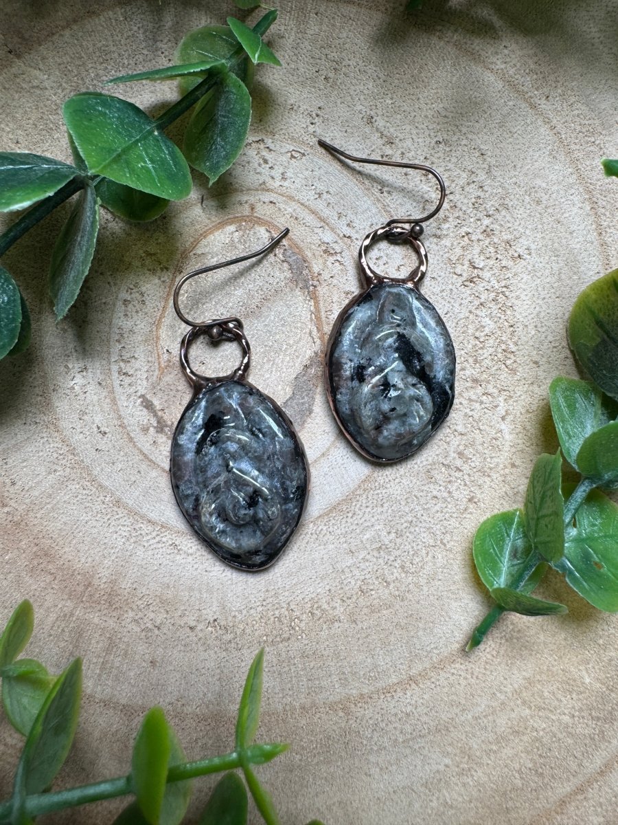 Larvikite Yoni Earrings
