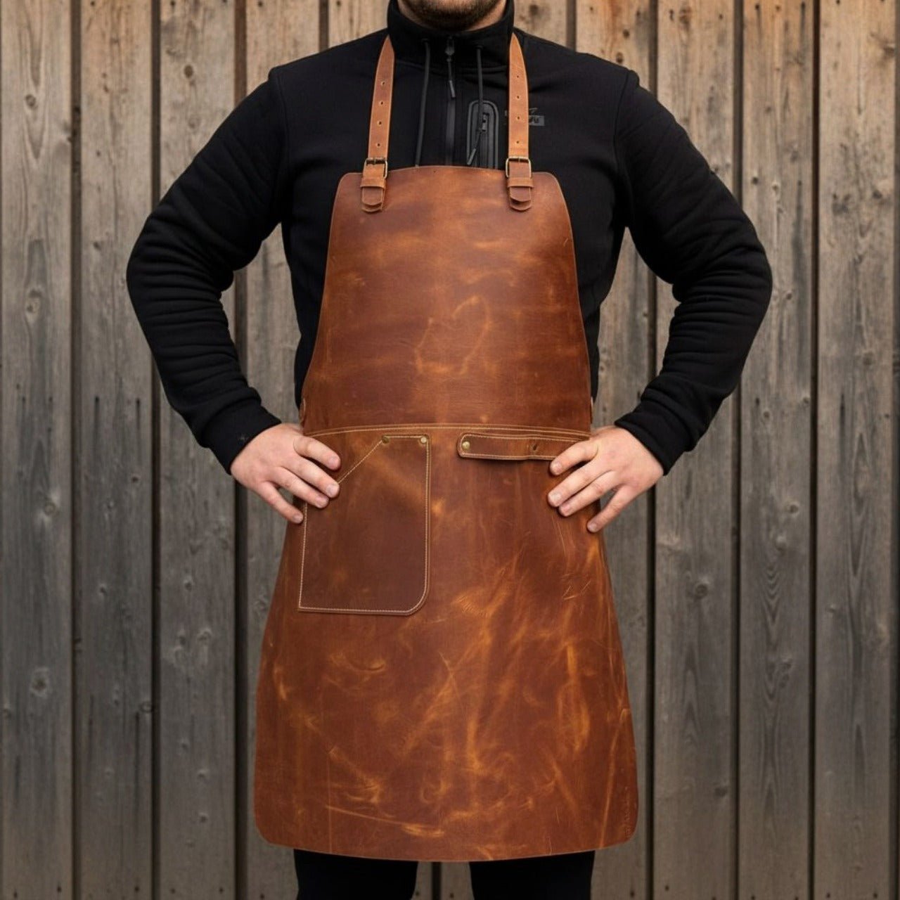 Leather Apron with Adjustable Straps and Pockets