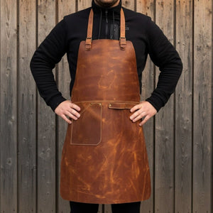 Leather Apron with Adjustable Straps and Pockets