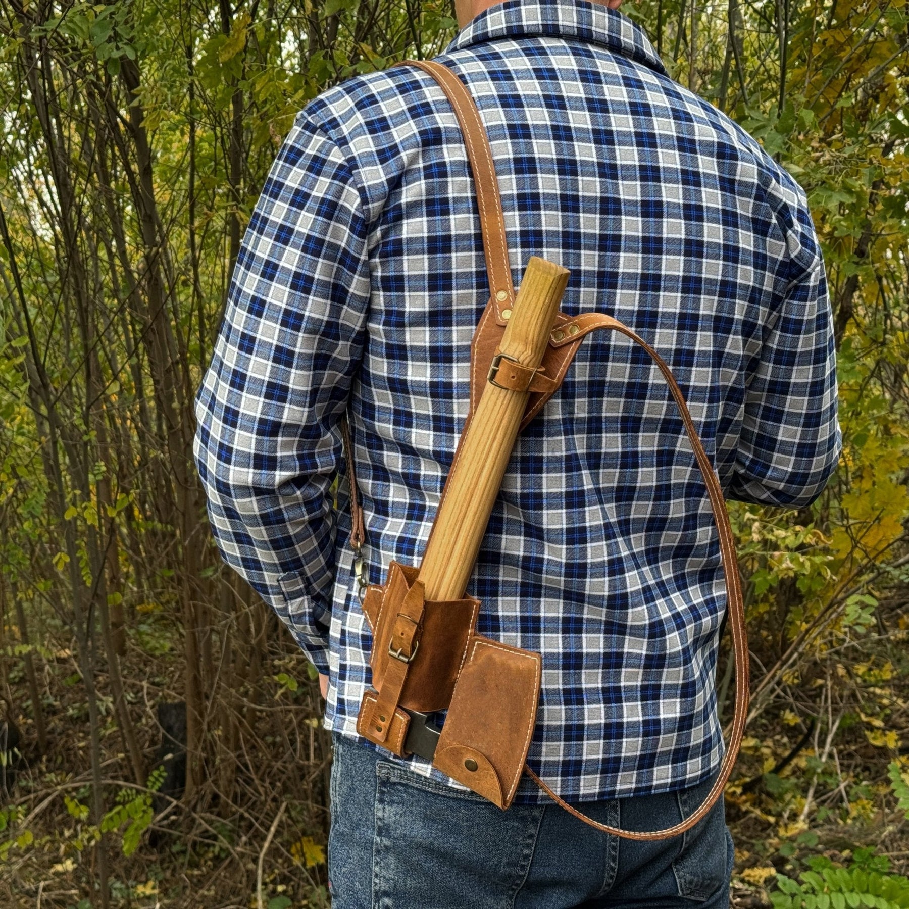 Leather Axe Case with Adjustable Shoulder Straps