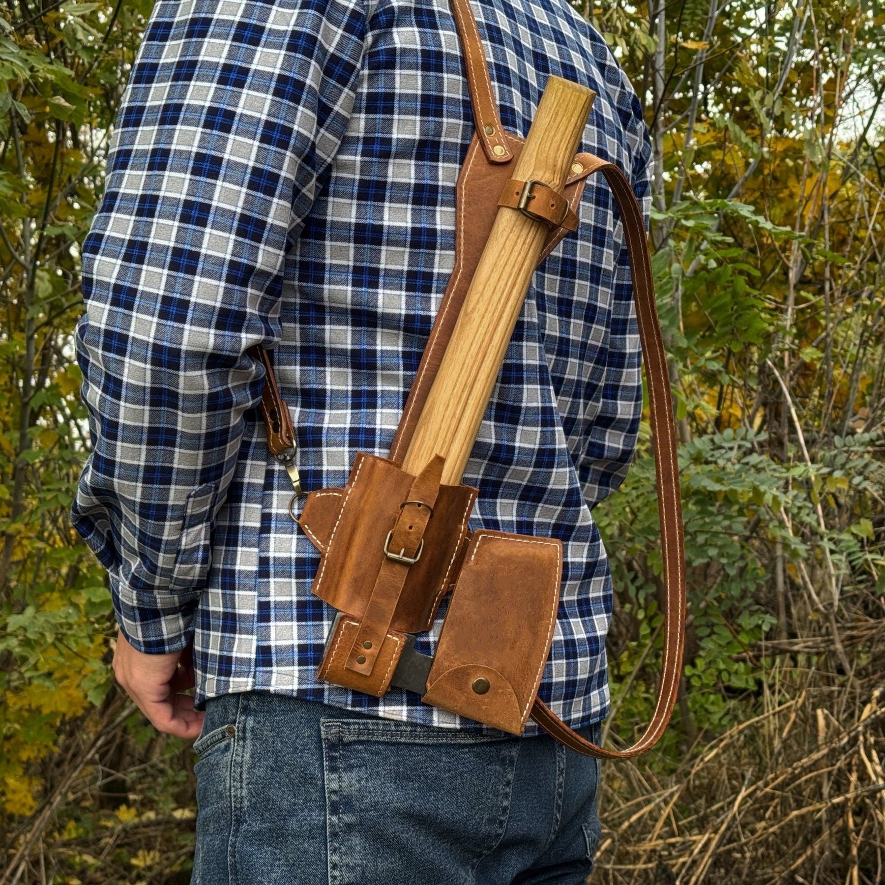 Leather Axe Case with Adjustable Shoulder Straps