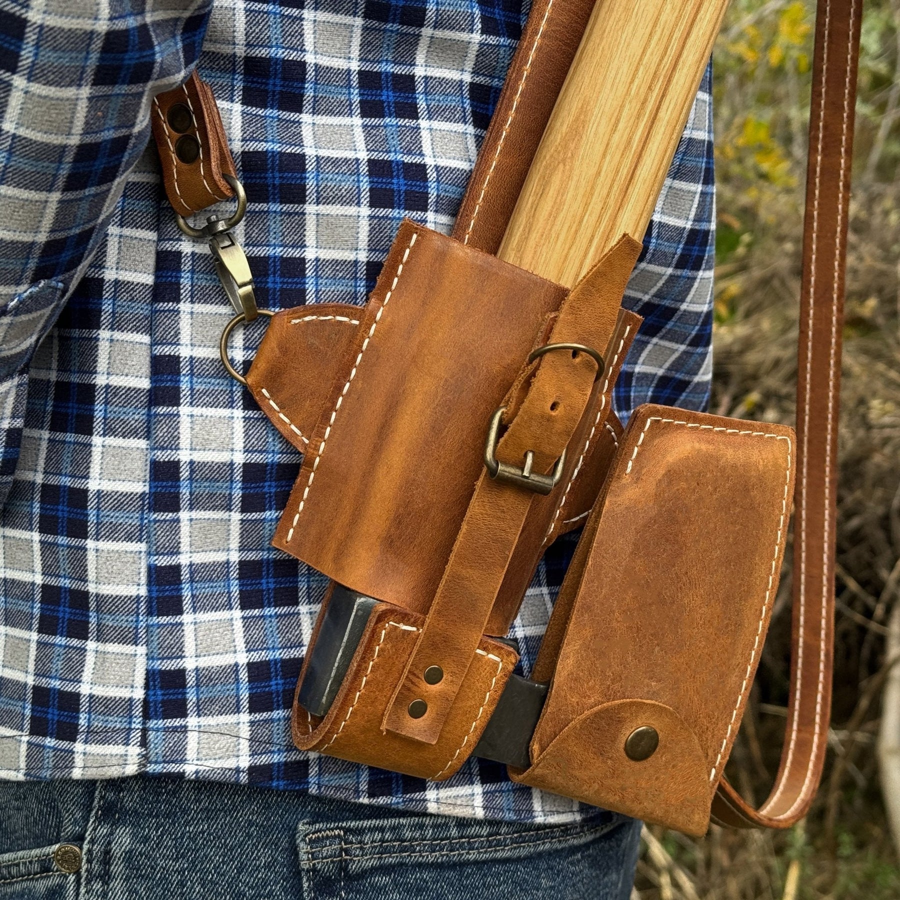 Leather Axe Case with Adjustable Shoulder Straps