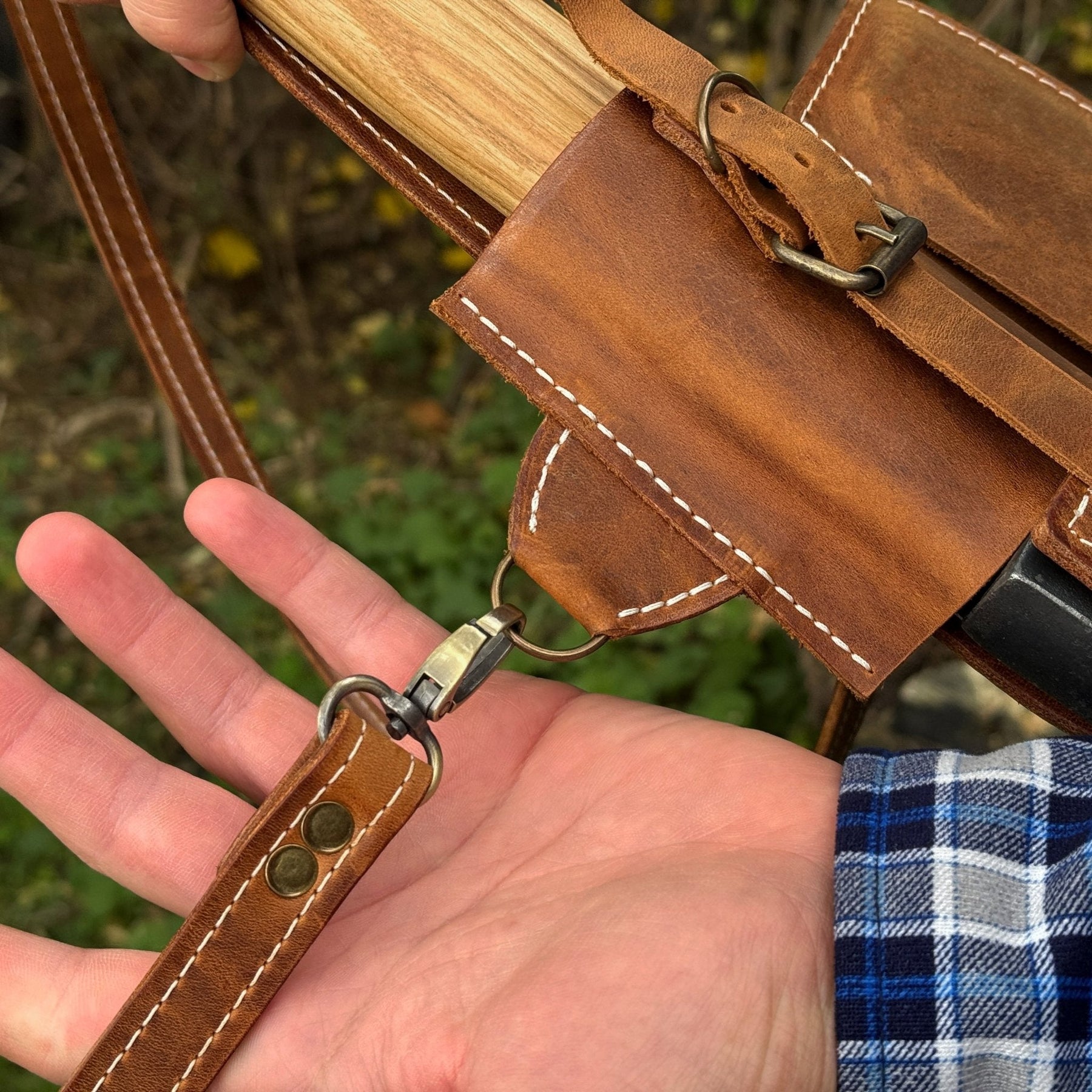 Leather Axe Case with Adjustable Shoulder Straps
