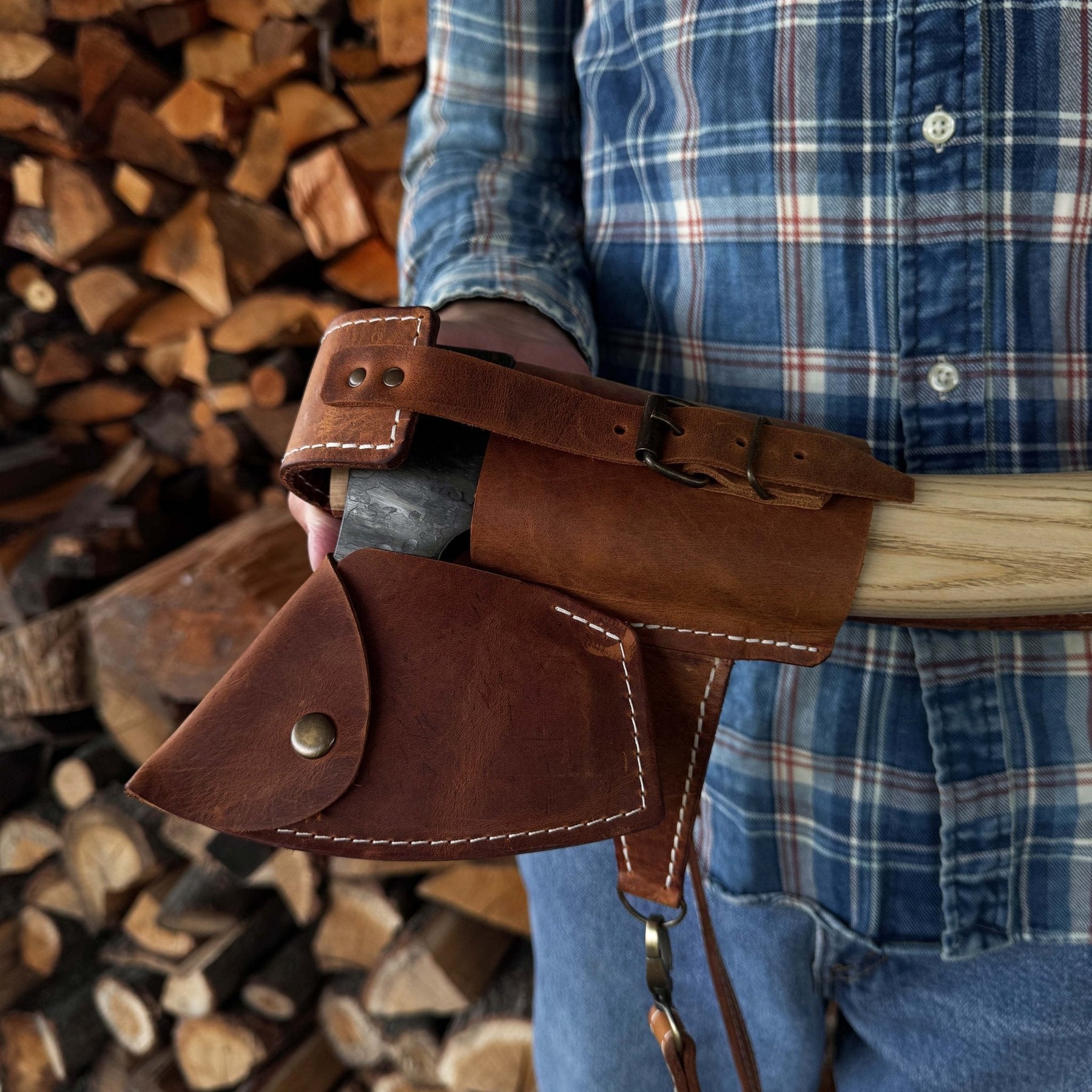Leather Axe Case with Adjustable Straps