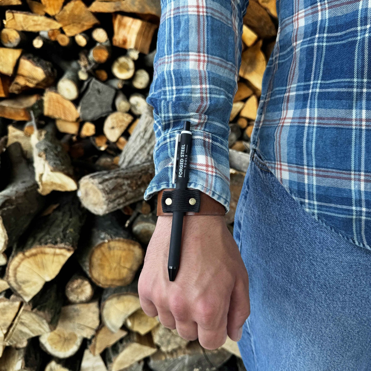 Leather Wrist Pencil Mount by Sharky Forged Steel Tools — view 1