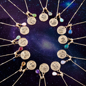 Leo - Zodiac Gray Labradorite Golden Charm Necklace