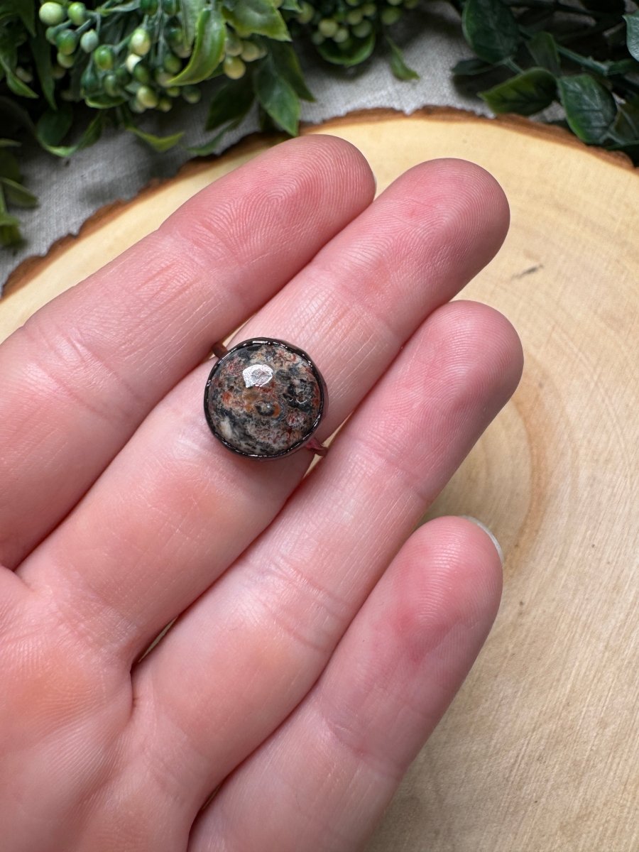 Leopard Skin Jasper Ring Size 5
