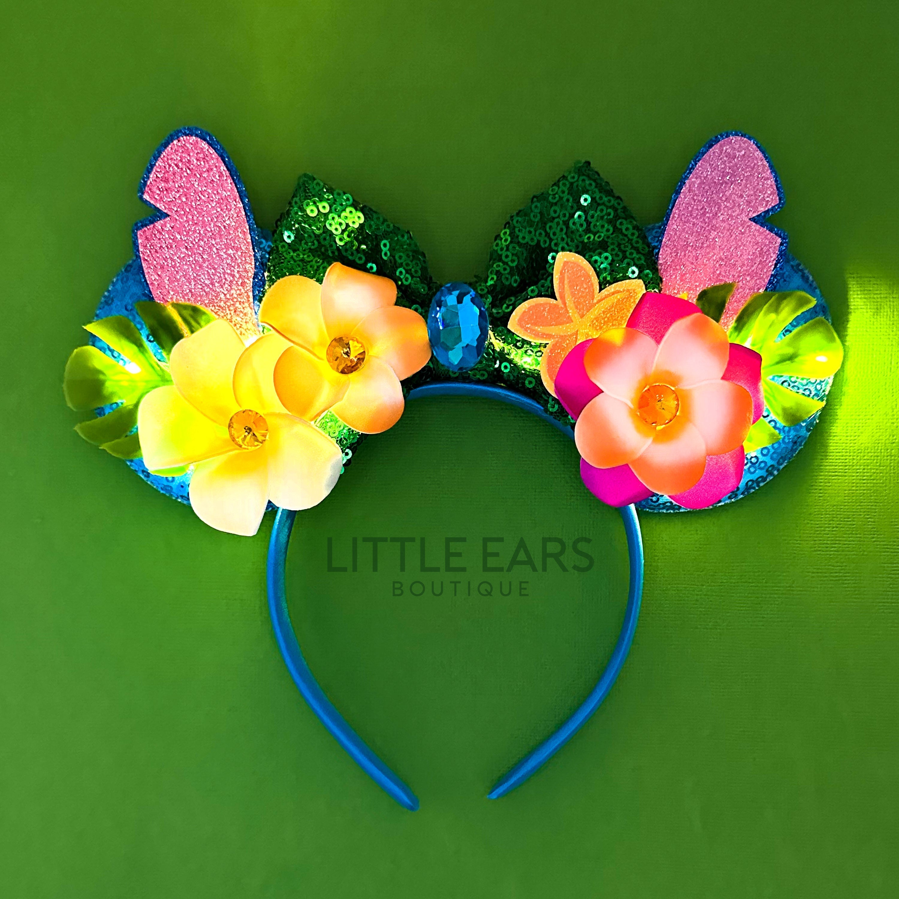 Blue light up theme park ears by Little Ears Boutique