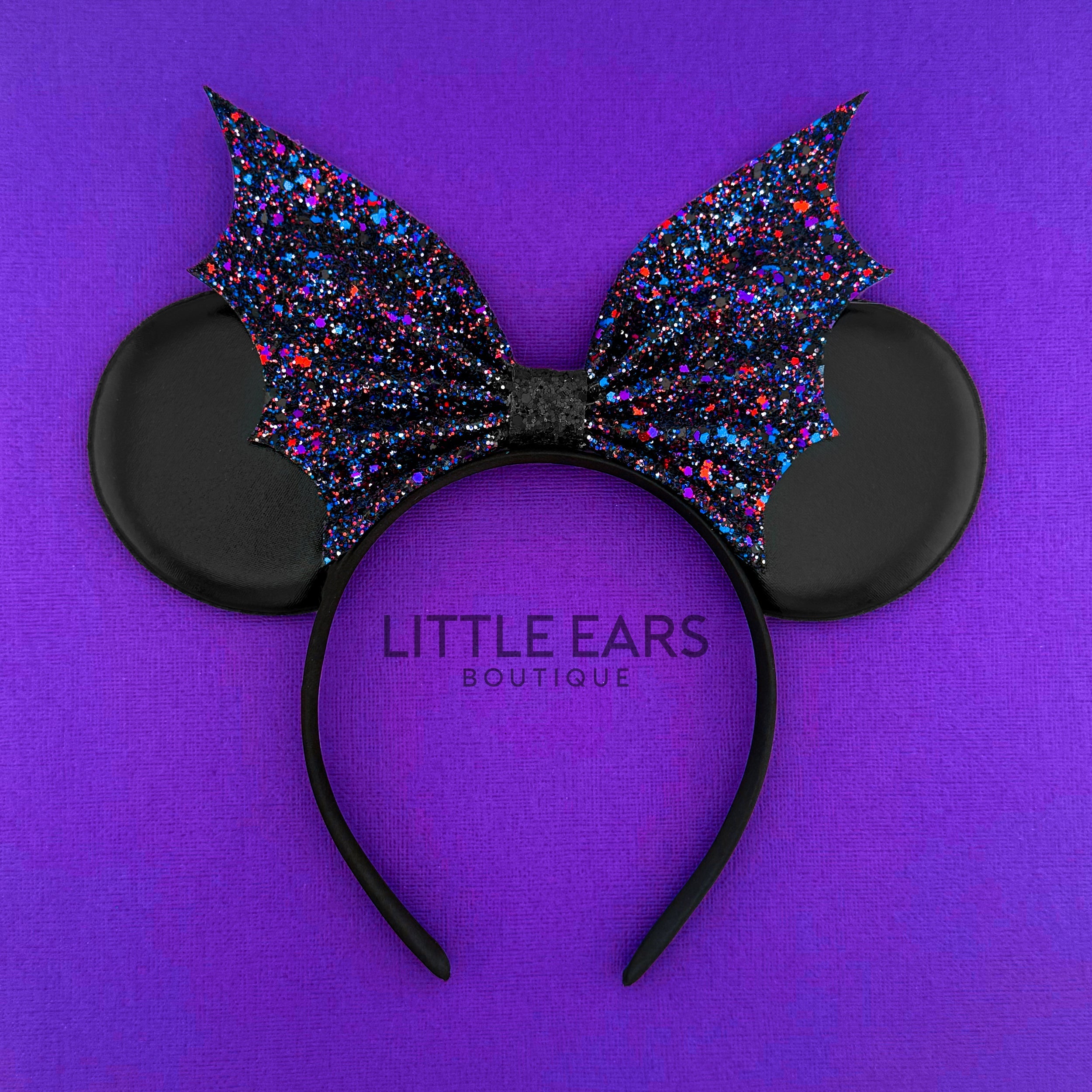 Bat glitter bow Halloween theme park ears by Little Ears Boutique