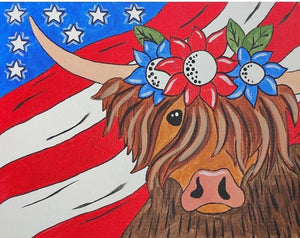 Coastal Canvas Painting - 2 choices of patriotic Eagle/Cow