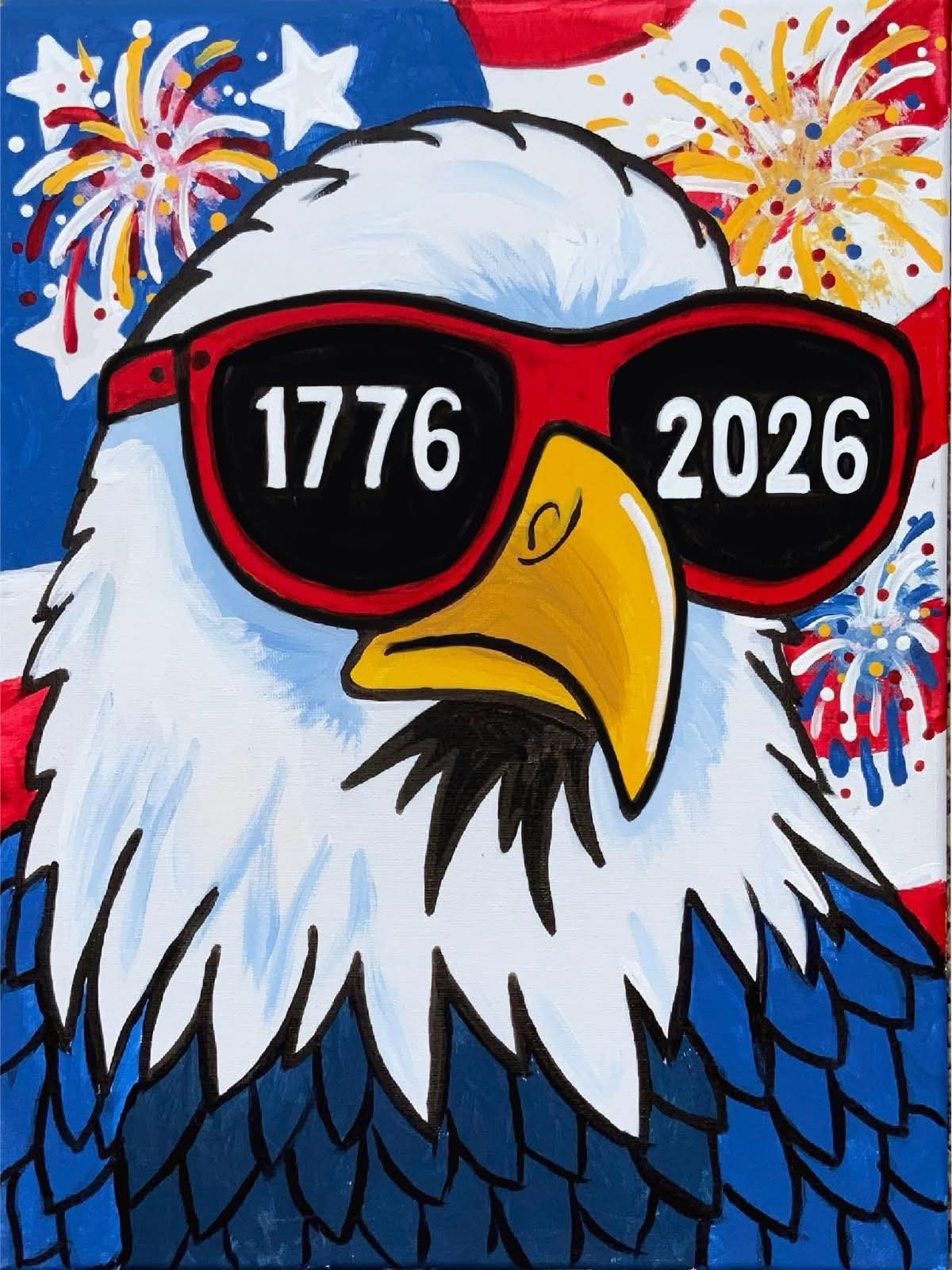 Coastal Canvas Painting - 2 choices of patriotic Eagle/Cow