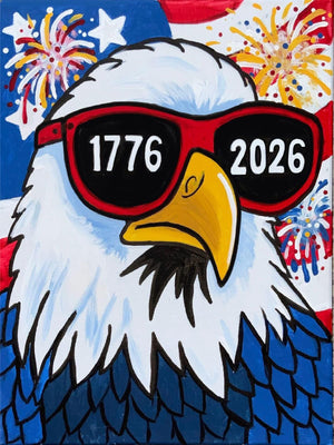 Coastal Canvas Painting - 2 choices of patriotic Eagle/Cow