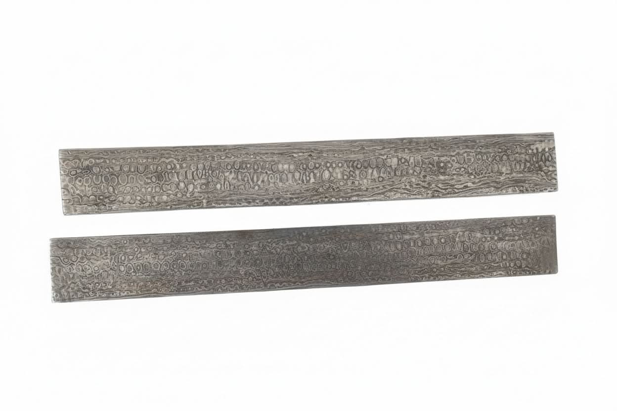 12 Inch Damascus Steel Billet Bar Pair 2 Inch Wide Pattern Welded Bladesmith Stock for Knife Making by JW SteelCrafts, Damascus knife main product photo