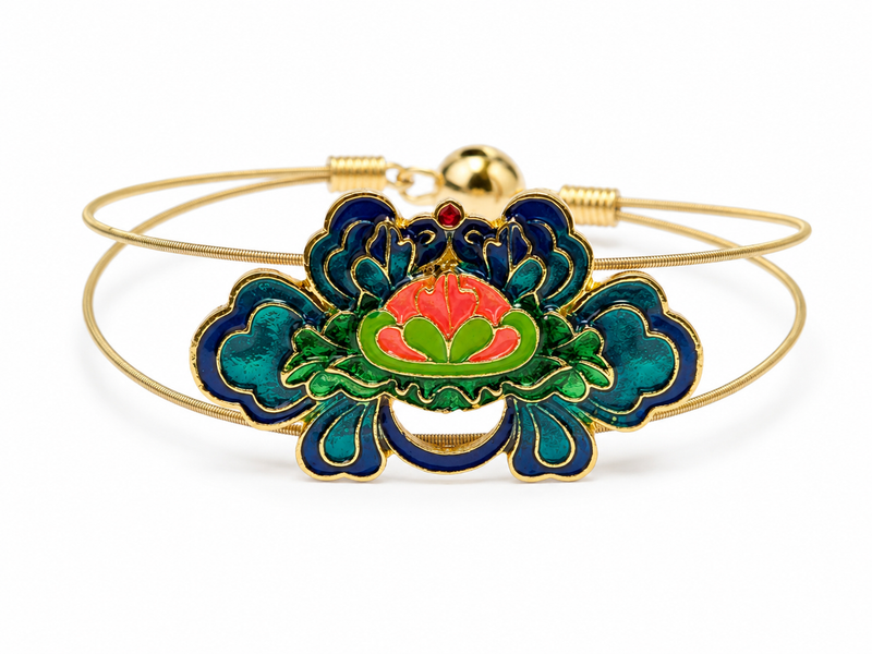 Enamel Lotus Flower Guitar String Bracelet