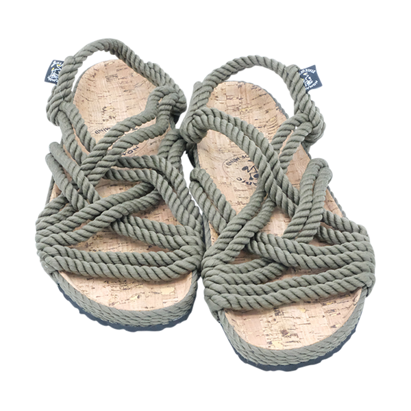 2.1 Olive Lounger Cork Footbed handmade rope sandals by Nomadic State of Mind