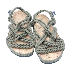 2.1 Olive Lounger Cork Footbed handmade rope sandals by Nomadic State of Mind