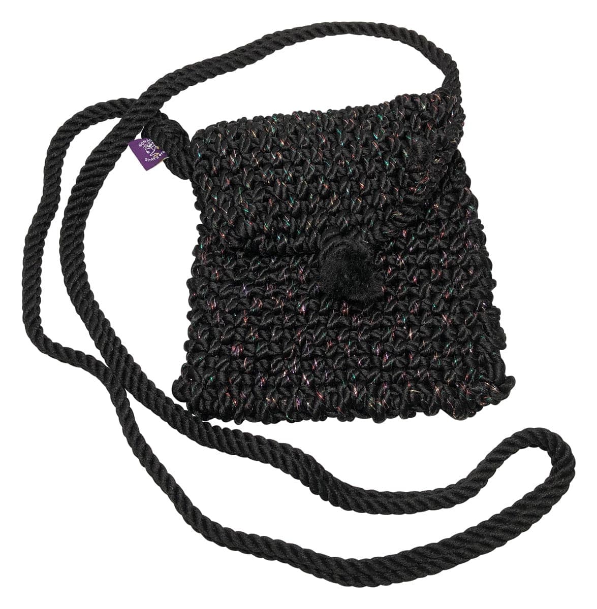 The Micro Trip Bag in Black Sparkle handwoven rope bag by Nomadic State of Mind