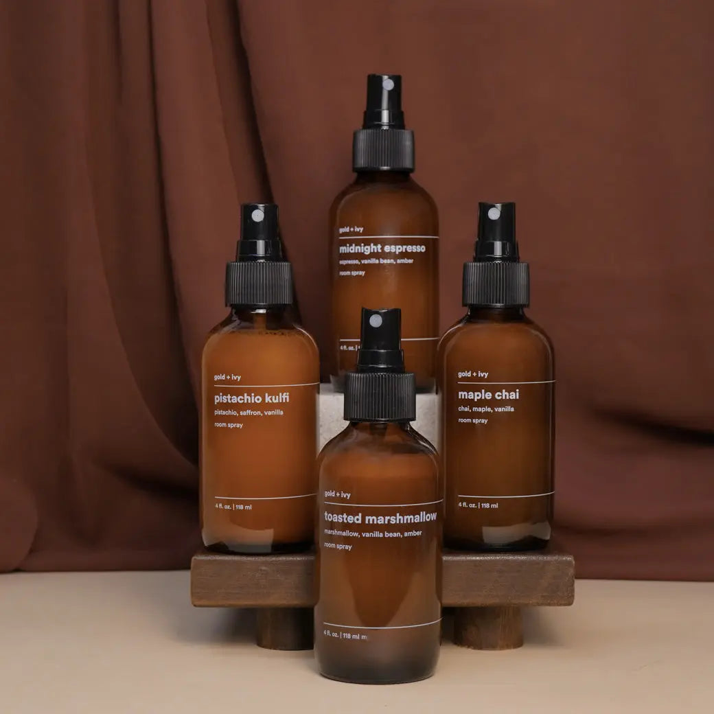 Midnight espresso room spray by gold + ivy, scented candle detail photo 2