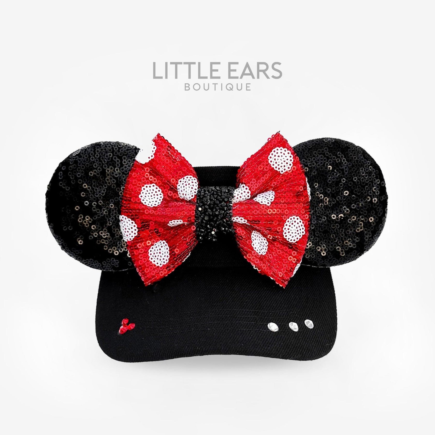 Minnie Bow Black Visor by Little Ears Boutique, custom hat main product photo