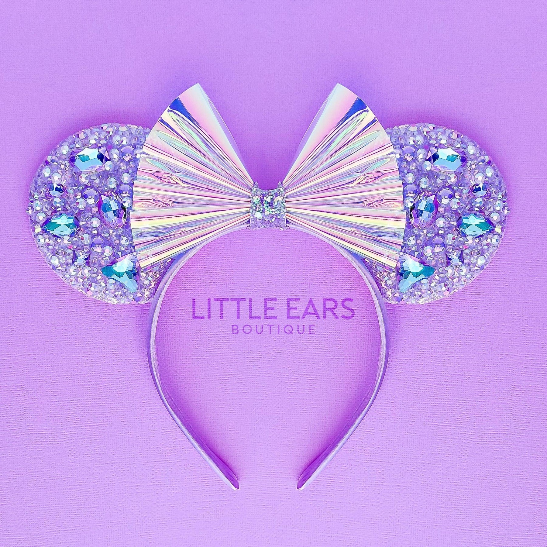 Mint Iridescent Sparkle Ears by Little Ears Boutique, scented candle detail photo 2